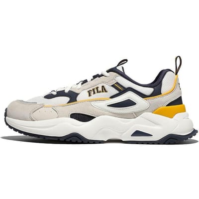 FILA Rayflide Stof Synthetisch Leer Mode Veelzijdig Lage Top Casual Schoenen Unisex sneaker Blauw Geel 1RM02053E_444 38 white