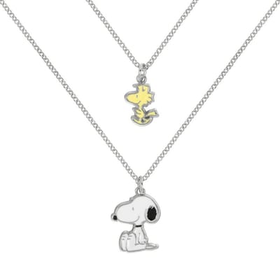 Peanuts Snoopy & Woodstock (Set van 2) Unisex Halsketting - zilverkleurig - Standard