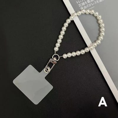 Telefoon Anti-verlies Sling Riem Universele Clip Tas Ketting Lange Crossbody Ketting Handgemaakte Kralen Lanyard Mobiele Telefoon Lanyards voor Vrouwen Wrist chain wit