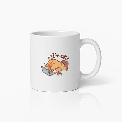 I'm OK" Schattige Kat Ontspannende Koffiemok – Perfect Cadeau voor Kattenliefhebbers en Koffiedrinkers