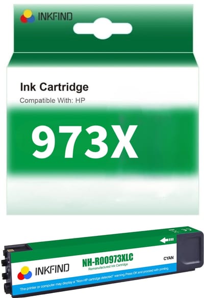 INKFIND 973X Cyaan Inktcartridge compatibel met HP973 HP973X HP 973 HP 973X voor HP Pagewide Pro 452dn, 452dw, 477dn, 477dw, 477dwt, 552dw, 577dw, 577z Hoge Capaciteit - 1-pack Cyaan