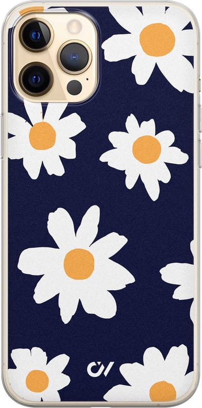 Hoesje geschikt voor Apple iPhone 12 - Sweet Daisies - - Blauw - Apple - Casevibes