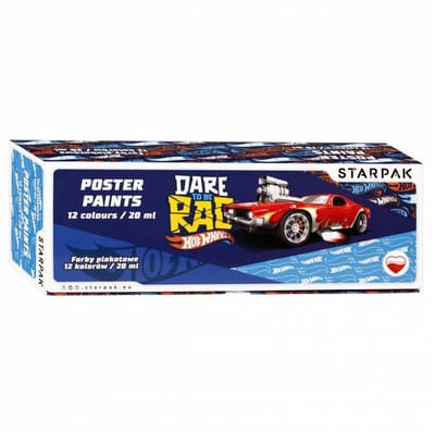 Lobbes plakkaatverf Hot Wheels 12 kleuren creatieve set 20ml.