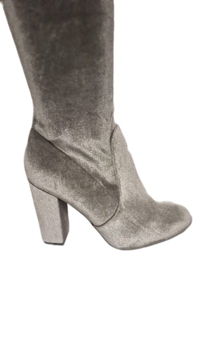 SERGIO TODZI-HOGE OVER THE KNEE LAARS-GREY-SOFTVELVET-HAK 10CM-37