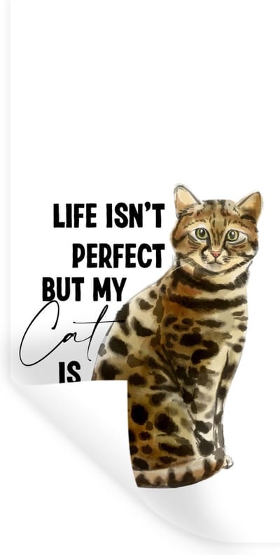 Muurstickers - Sticker Folie - Spreuken - Life isn't perfect but my cat is - Quotes - Katten - 40x80 cm - Plakfolie - Muurstickers Kinderkamer - Zelfklevend Behang - Zelfklevend behangpapier - Stickerfolie