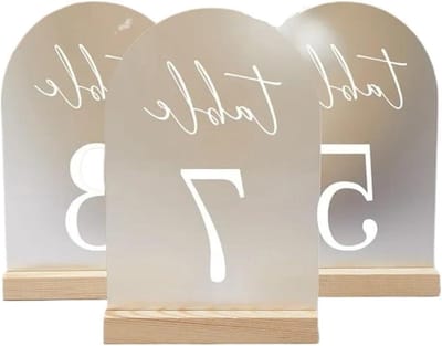 Tafelnummerhouder Set - Kaarthouder Hout - Evenementen Organiseren - Mat Acryl Gebogen - 12 x 18 cm - Transparant