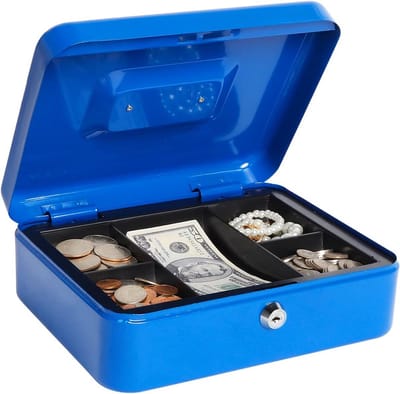 Geldkist met slot - Metalen spaarpot - Contant geld bewaren - Verwijderbare geldlade - 25 x 20 x 9 cm