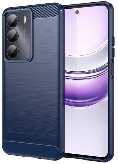 Geborsteld TPU Hoesje Geschikt voor Realme 14X | Beschermhoes | Back Cover | Flexibel TPU | Stijlvol Carbon | Dun | Blauw