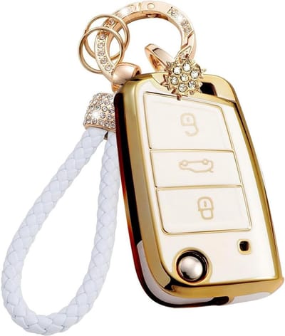 Zachte Sleutelhouder voor Auto met 3 Knoppen - Beschermhoes voor Sleutel, Keychain en Duurzaam Design voor VW Golf 7 MK7 en Meer