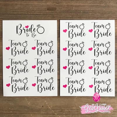 GetGlitterBaby® - Plak Tattoos / Tijdelijke Tattoo Vrouwen - Vrijgezellenfeest Decoratie Versiering Vrouw - Bride to be & Team Bride - 2 Stuks