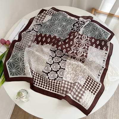 Zijden sjaal-stijl zijden sjaal voor dames - Kleurblokkenprint - Fris en delicaat - Decoratieve shawl over shirts-SJ0221 Benut je gevoel voor mode optimaal!