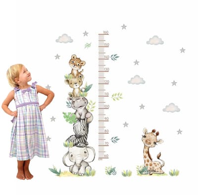 Dailygoods - Muursticker Groeidiagram voor Kinderen met Dierenafbeeldingen
