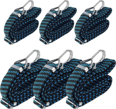 6x Spanbanden met Haken - Elastisch Bagagerekkabel 2m & 3m - Bungee Cord voor Vastzetten Lading