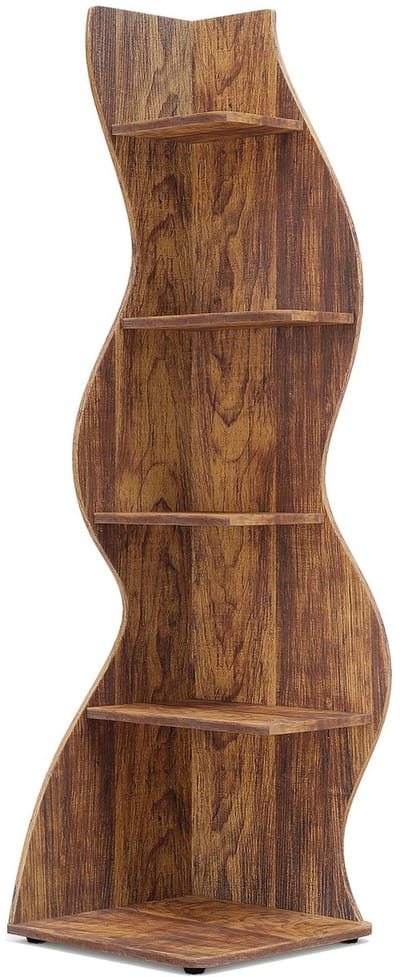 Hoek Boekenkast - uJOY - 5 Planken - 179 cm - Kleur bruin - Ruimtebesparend ontwerp - Ideaal voor Woonkamer en kleine ruimtes