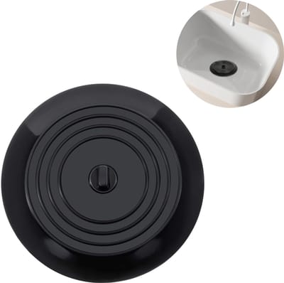 Afvoerstop - afvoerplug - Afdekking voor afvoer - Universeel voor badkamer en keuken - 15 cm -TPR - Zwart