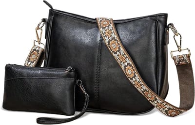 Dailygoods - Schoudertas voor dames, schoudertas van PU-leer, met verstelbare en afneembare gekleurde schouderriem, voor winkelen, werk, reizen