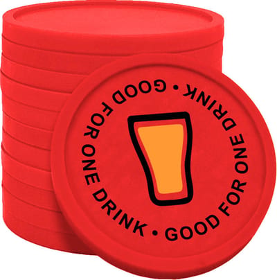 CombiCraft Good for one drink consumptiemunt Ø29mm enkelzijdig bedrukt rood - 100 stuks
