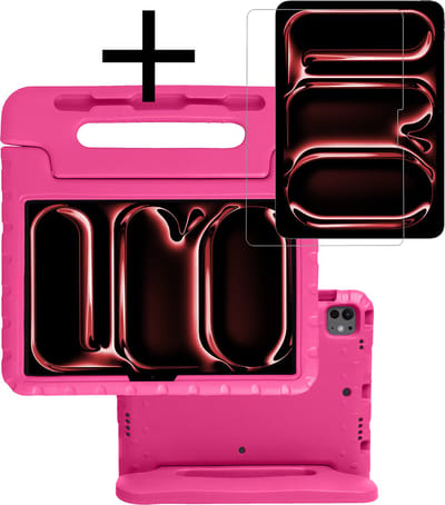 Hoes - Geschikt voor Apple iPad Pro (2024/2025) - 11 inch - Met Screenprotector - Kinderhoes Shockproof Bumper - Kidsproof Case - Tablet Hoesje - Kinder Cover - Roze
