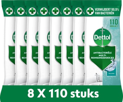 Dettol Schoonmaakdoekjes Power & Fresh - Oceaan - Maxi 110 stuks - 8 Stuks - Voordeelverpakking