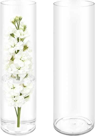 Dailygoods- Bloemenvaas Onbreekbaar - Acryl Vaas - Cilindervaas - Decoratie Vaas - Transparant - Hoogwaardig Materiaal (40x10/40x12cm) - Decoratievaas