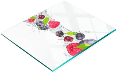 Multifunctionele decoratieve snijplank van gehard hout voor in de keuken, met fruit- en watermotief, 60x52 cm