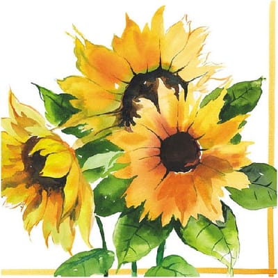 Servetten zonnebloemen thema - 40x - 33 x 33 cm - 3-laags papier - feestservetten bloemen - wegwerp servetjes - versieringen/decoraties