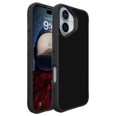 imoshion Hoesje - Geschikt voor Apple iPhone 16 - Hybrid Carbon Case - Zwart