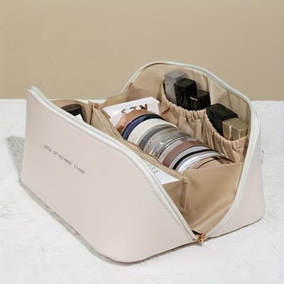 Grote Capaciteit Waterdichte Reismake-up Tas Met Handvat Kunstleer Cosmetische Opbergtas Voor Toiletartikelen Accessoires