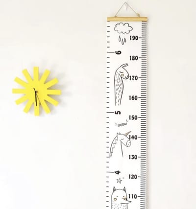 IL BAMBINI - Groeimeter - Dieren beige - Babykamer - Kinderkamer - Canvas - Hout - 200 x 20 cm - Decoratie Meetlint - Wanddecoratie