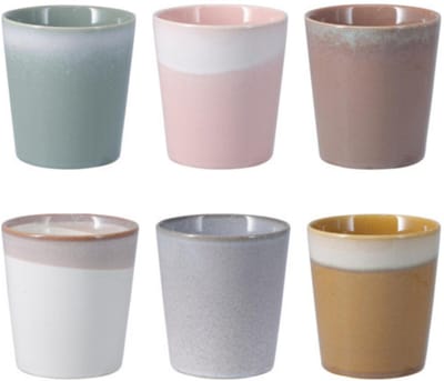 Excellent Houseware Koffie / thee mok Clay - 6x stuks - aardetinten - 350 ml - mokken - keramiek