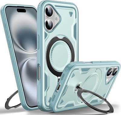 Hoesje Geschikt voor iPhone 17 Hoesje Lake Blauw - Geschikt voor MagSafe Armor Hoesje met Met Draaibare Ring Houder
