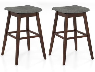 Bar stoelen - Set van 2 Barkrukken Barstoel Keukenstoel 360 -Graden Draaibaar en in bar stoelen - met Voetensteun Grijs & Bruin