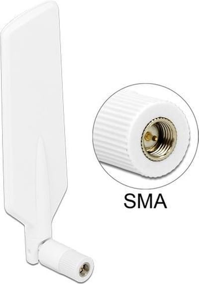 LTE (4G) en WLAN WiFi 5 2.4/5 GHz antenne - omnidirectioneel - SMA (m) - 1-4 dBi / wit