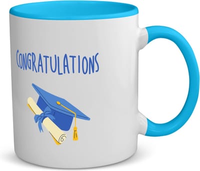Akyol - congratulations muts en diploma koffiemok - theemok - blauw - Felicitatie - iemand die is geslaagd - gefeliciteerd - examen - school - diploma gehaald - 350 ML inhoud