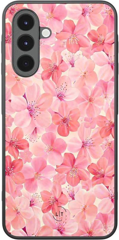 Leuke Telefoonhoesjes - Hoesje geschikt voor Samsung Galaxy A16 - Pink flowers - Backcover zwart - Bloemen - Roze