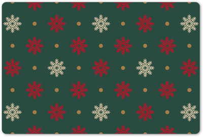 Placemats 45x30 cm - Placemat kunststof - 1 stuk - Illustratie - Sneeuwvlokken - Groen - Borden onderleggers - Decoratie voor op tafel - Keuken tafeldecoratie accessoires - Vinyl onderlegger - Tafelversiering