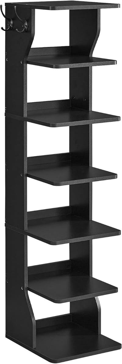 Hoppa! Schoenenrek - Zwart - Spaanplaat - 30 x 26.4 x 110.4 cm (B x D x H)