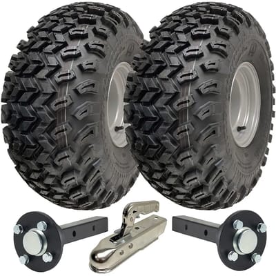 22x11.00-8 Aanhangwagenkit voor utiliteits-ATV’s en quads, P334-wielen, assen en trekhaak, laadvermogen 900 kg