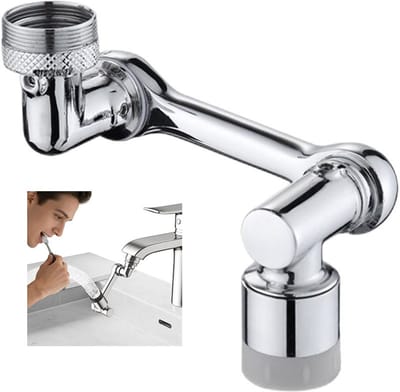 Kraanverlenger - 1080° draaibare kraanverlenger - Chromen wastafelbeluchter - Met universele mechanische arm - Spatwaterdicht - Geschikt voor wastafelkraanverlengers, draaibare kraanmondstukken (voor drinkwater), keukens en badkamers, enz. - Zilver