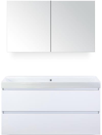Maxx XL Badmeubelset 120 cm - Wit Hoogglans - Wastafel Just Enkel Zonder Kraangat met Spiegelkast