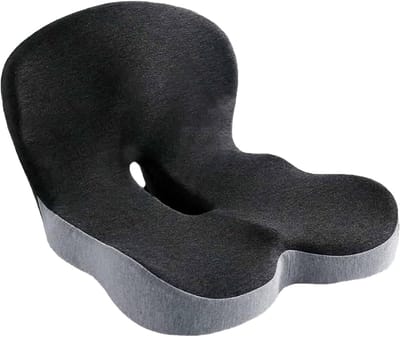 Traagschuim Zitkussen - Ergonomisch Kussen - Lang Zitten - L-vormige Steun - Universeel - Grijs