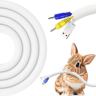 Kabelbescherming van 3 meter - 9,5 mm, witte kabelsleeve voorkomt knagen door huisdieren, inclusief 8 kabelbinders voor extra beveiliging
