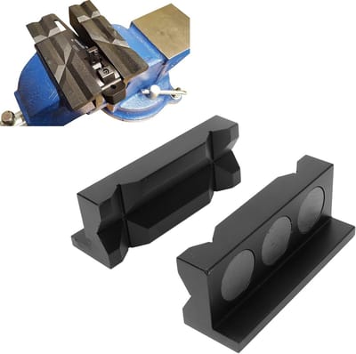 Set van 2 Vise Jaws - Aluminium Magnetische Klem Inzetstukken voor Bescherming van Metalen Bankvise met Platte Klem en Antislip Functie
