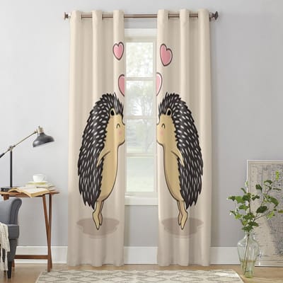 Egel Cartoon Raamgordijnen Voor Woonkamer Luxe Slaapkamer Decoratie Gordijnen Keuken Raambekleding Gordijnen 135W x 60H(cm) x1 white