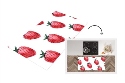 Keukenloper - Loper keuken - Aardbei - Aquarel - Wit - 120x60 cm - Keukenloper vinyl