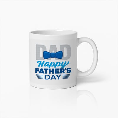 Vaderdag Mok 330ml – Happy Father’s Day Koffiebeker met Strikje – Cadeau voor Vader