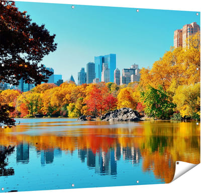 Gards Tuinposter Central Park in New York tijdens de Herfst - 150x120 cm - Tuindoek - Tuindecoratie - Wanddecoratie buiten - Tuinschilderij