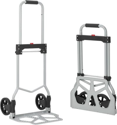 Opklapbare steekwagen - Trolley - 2 Wielen - Aluminium - 100 kg Draagvermogen - Inklapbare Bagagekar met Verstelbaar Handvat