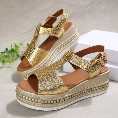 Zomer Metalen Grote Maat Vismond Sleehak Sandalen Dames Bodem Waterdicht Platform Ontwerp Verhoogde Open Teen Sandalen 36 brown