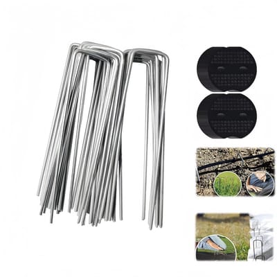 20 stuks - U-vormige grondnagels - gazonfolienagels - tentnagels voor buiten - grondzeilnagels voor tuin - gegalvaniseerde stalen nagels - 15×4×0,3 cm